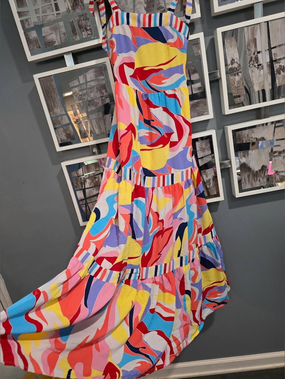 Colorful Abstract Print Sundress - Multicolor